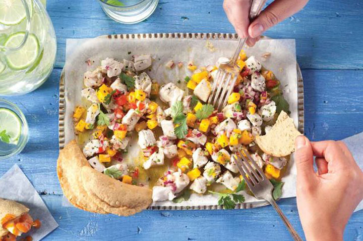 ceviche de pescado con mango