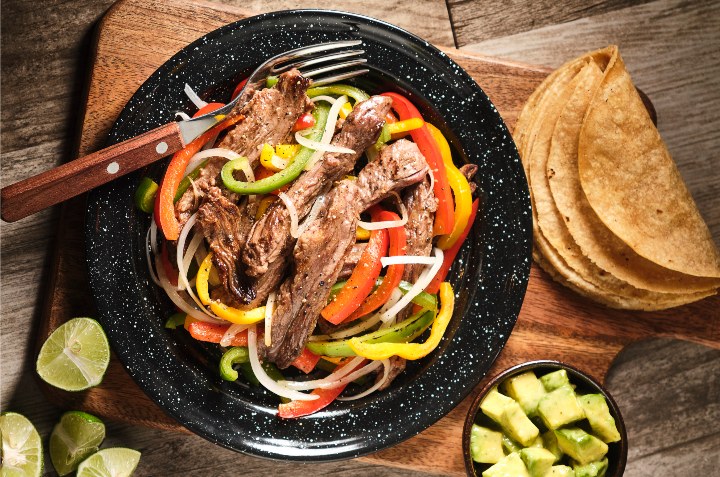 Fajitas de arrachera y pimientos