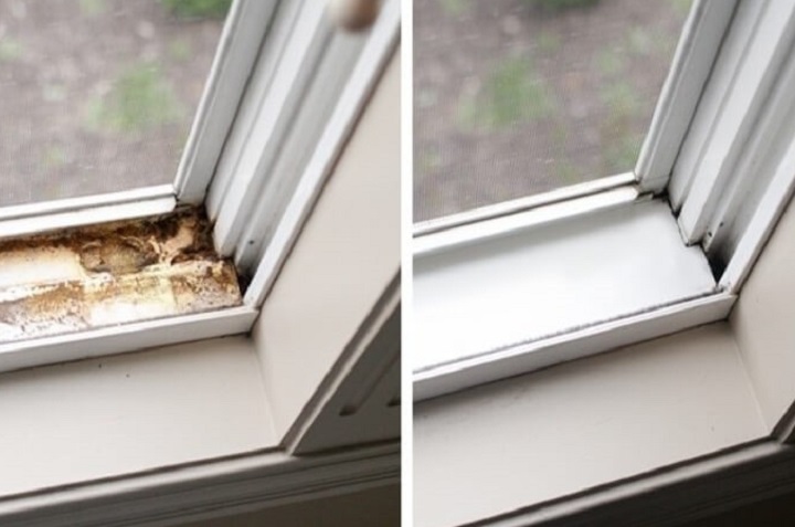 riel de ventana sucia