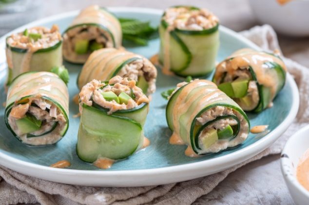 rollitos de pepino con atún