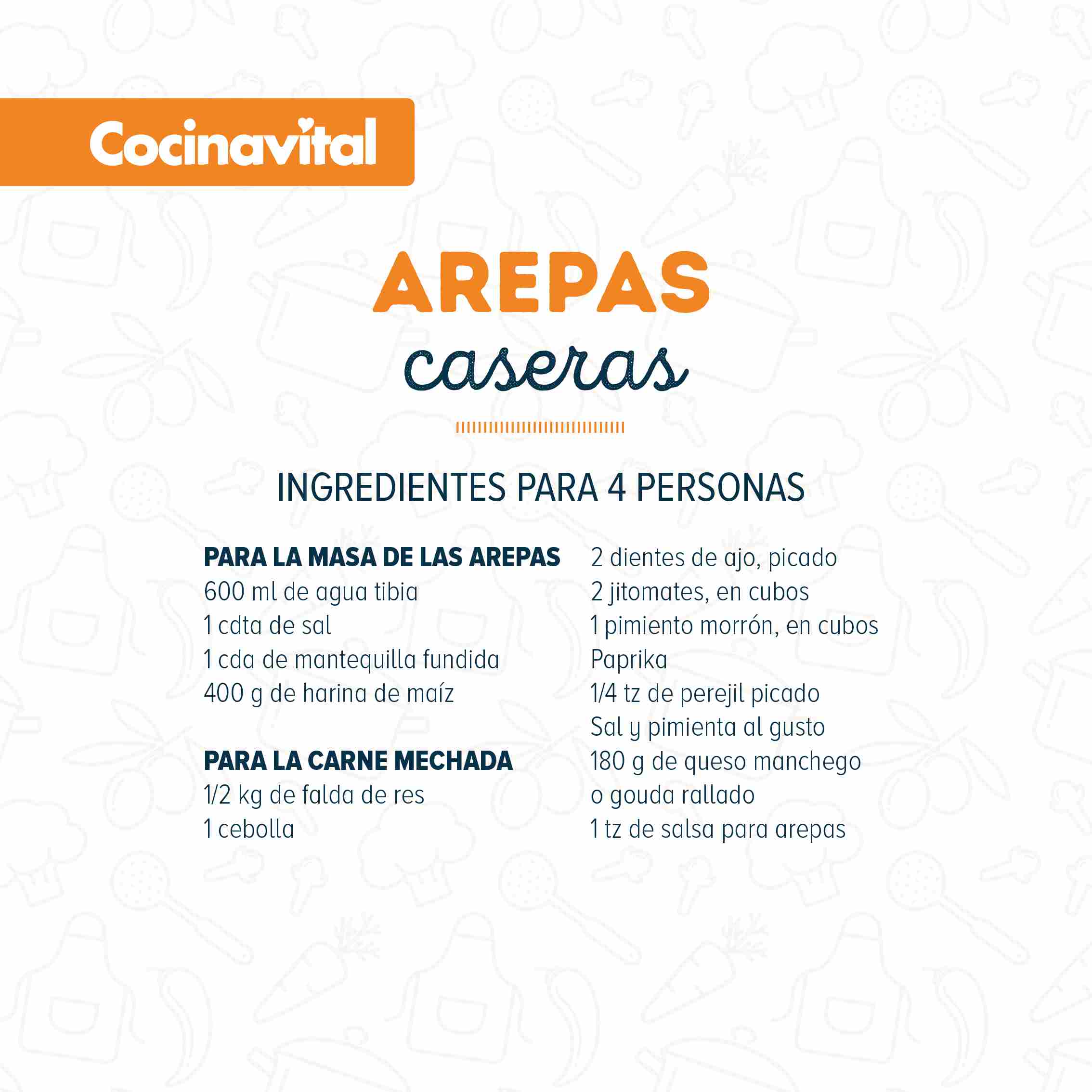 Ingredientes arepas caseras