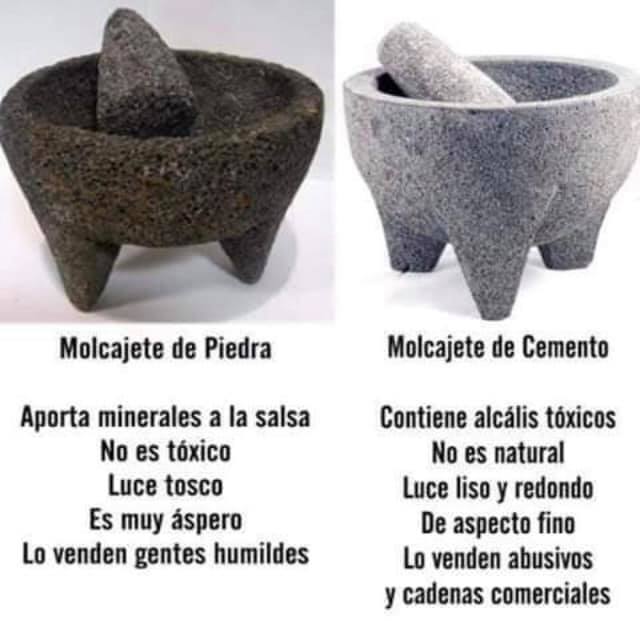 diferencias molcajete de piedra y molcajete de cemento