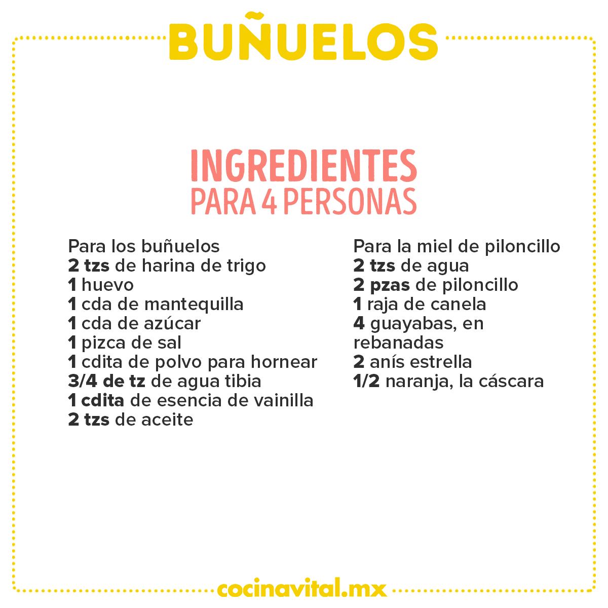 ingredientes para hacer buñuelos