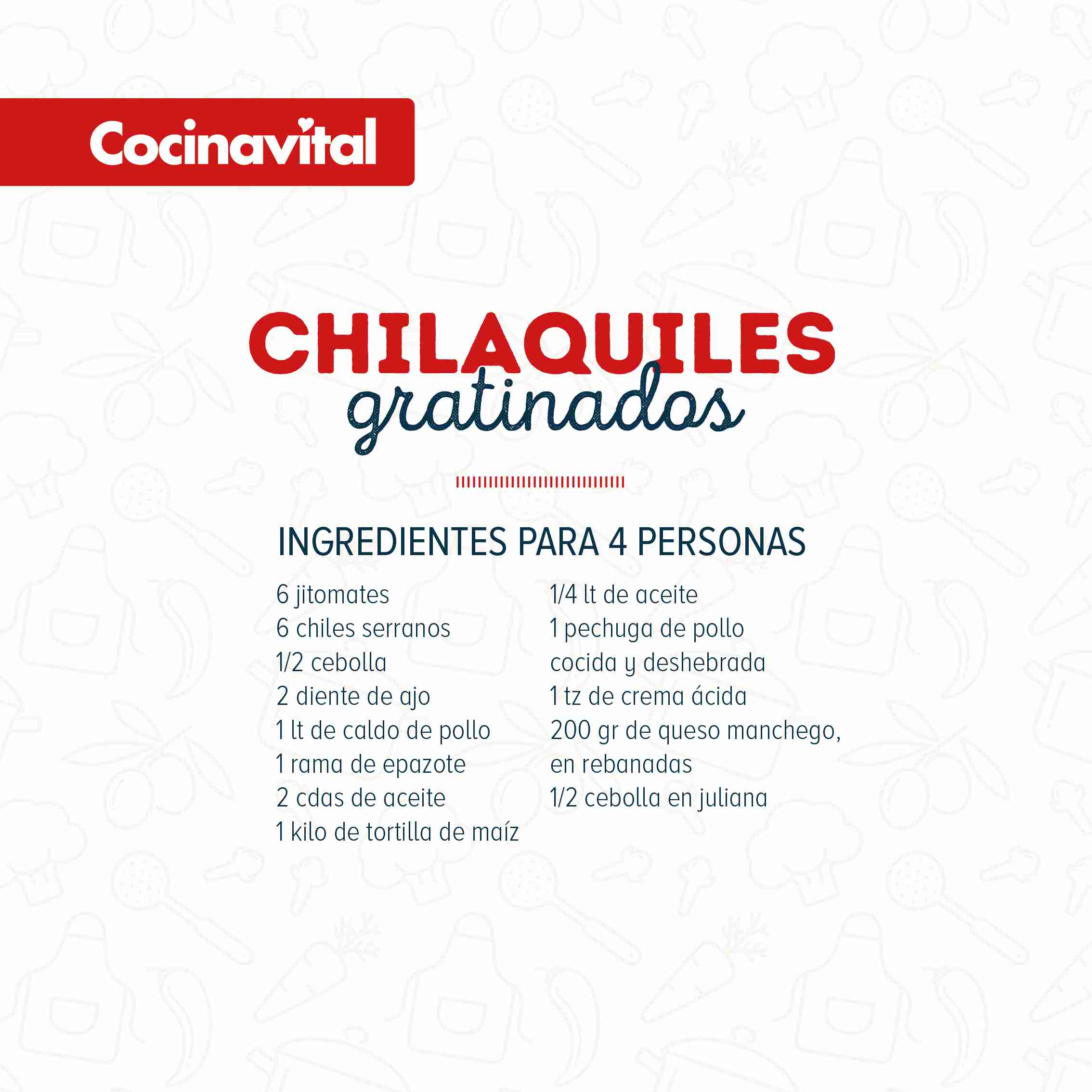 Ingredientes chilaquiles gratinados