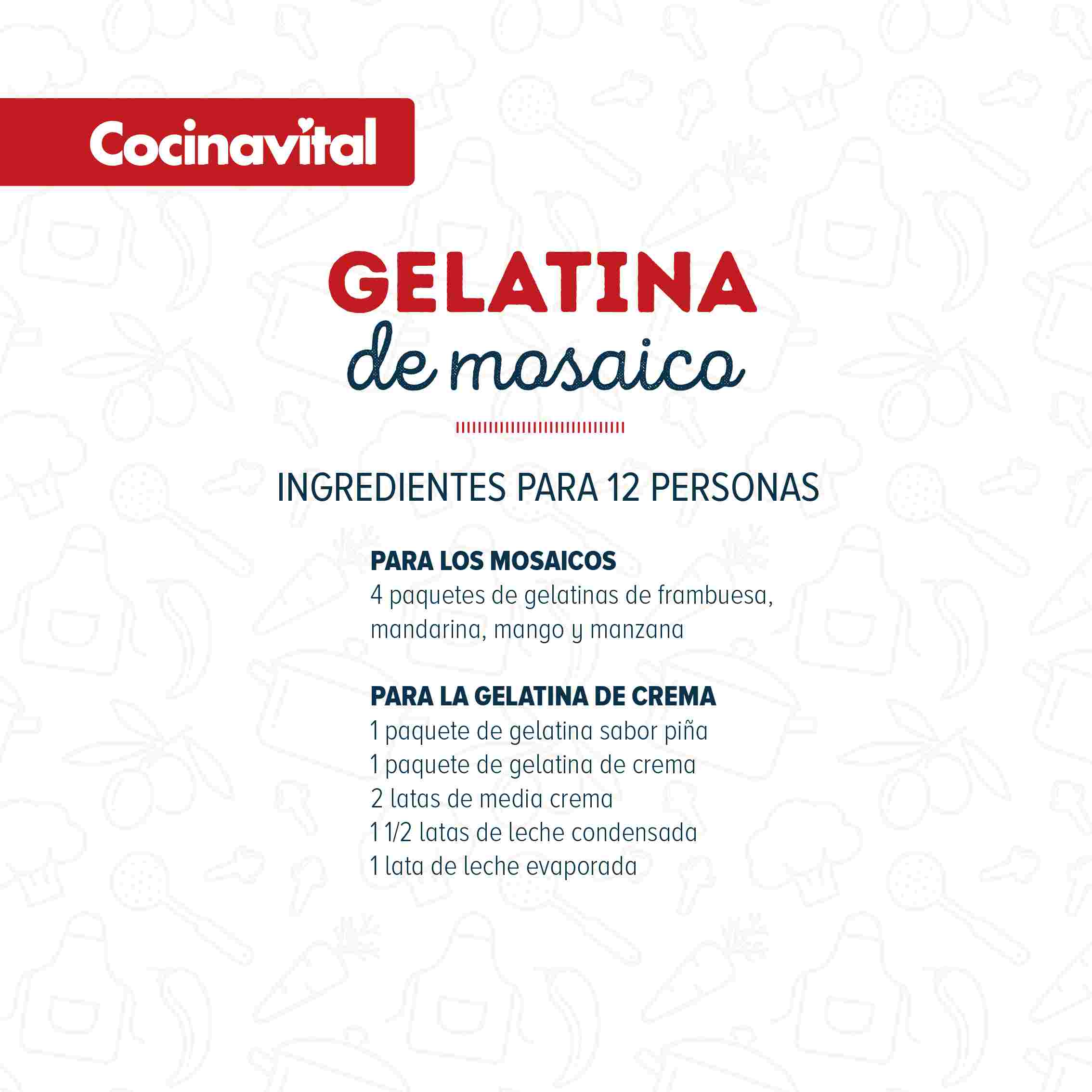 Ingredientes gelatina de mosaico