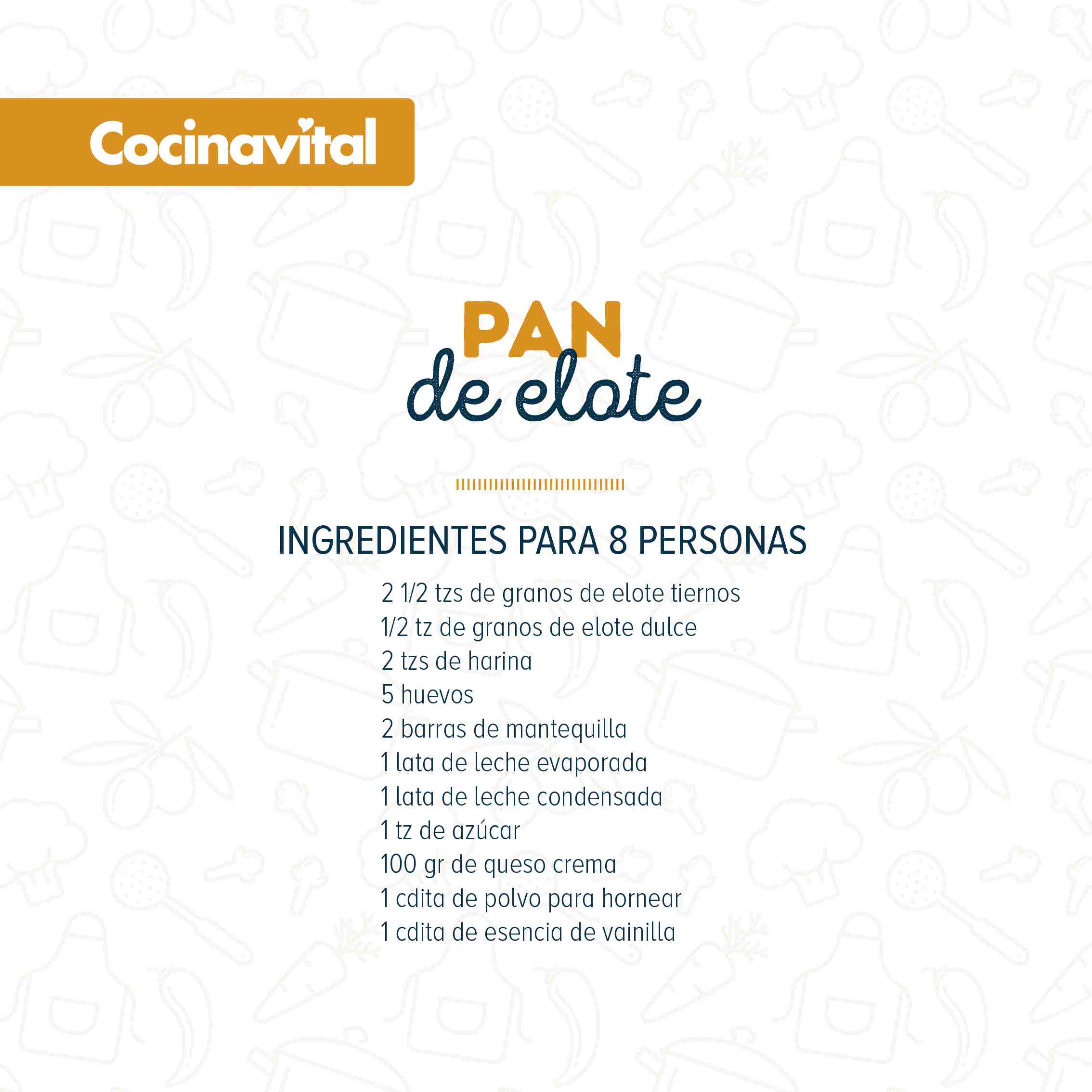 Ingredientes pan de elote