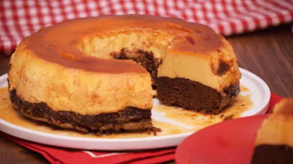 pastel imposible chocoflan brownie