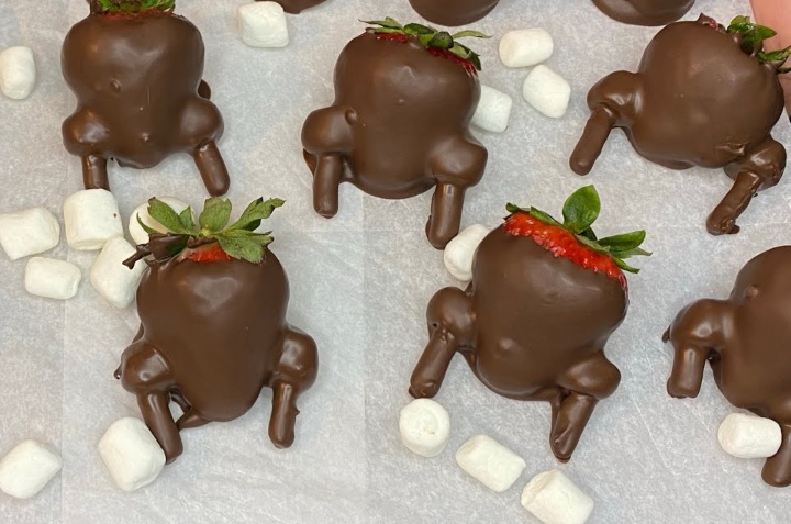 fresas en forma de pavo