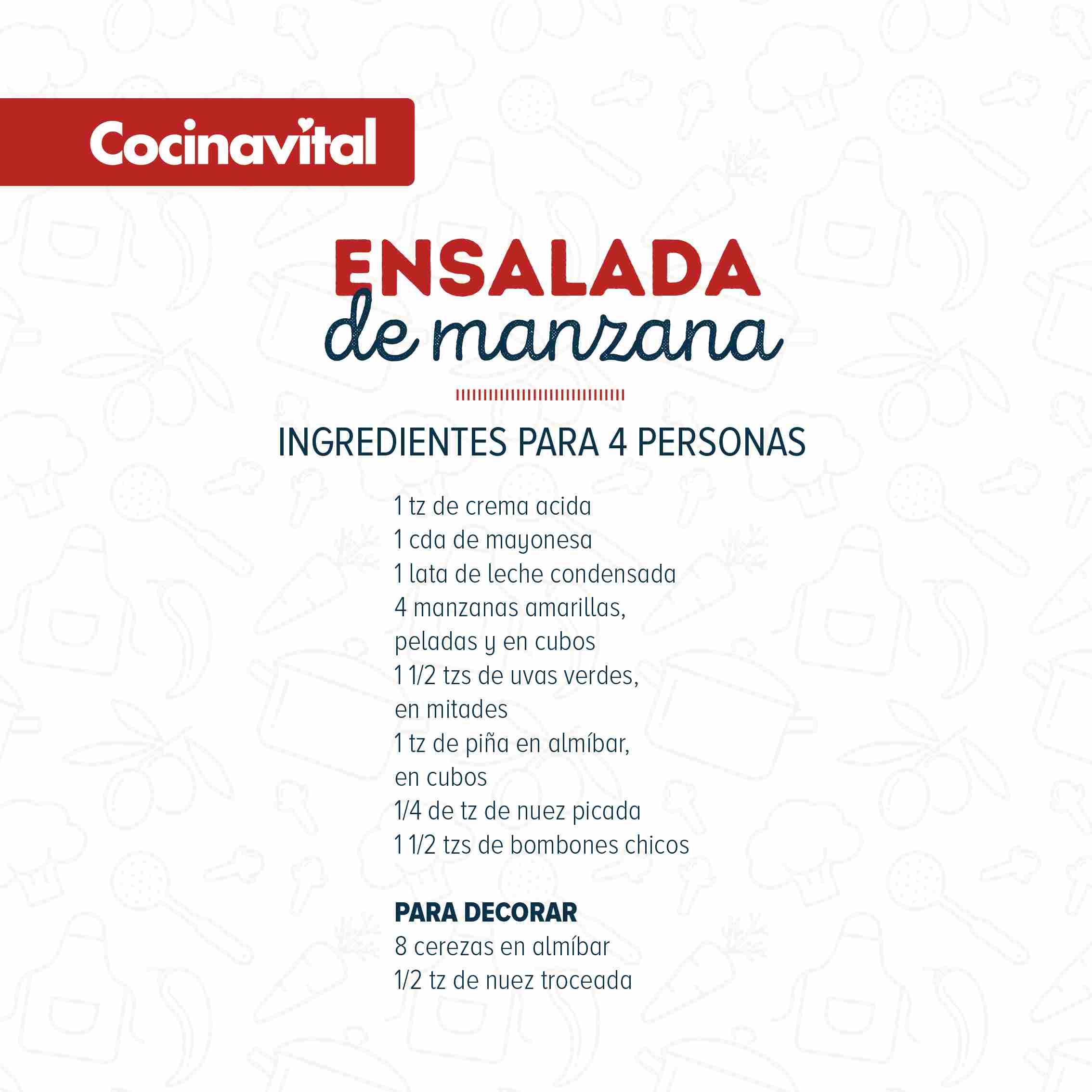 Ingredientes Ensalada de manzana