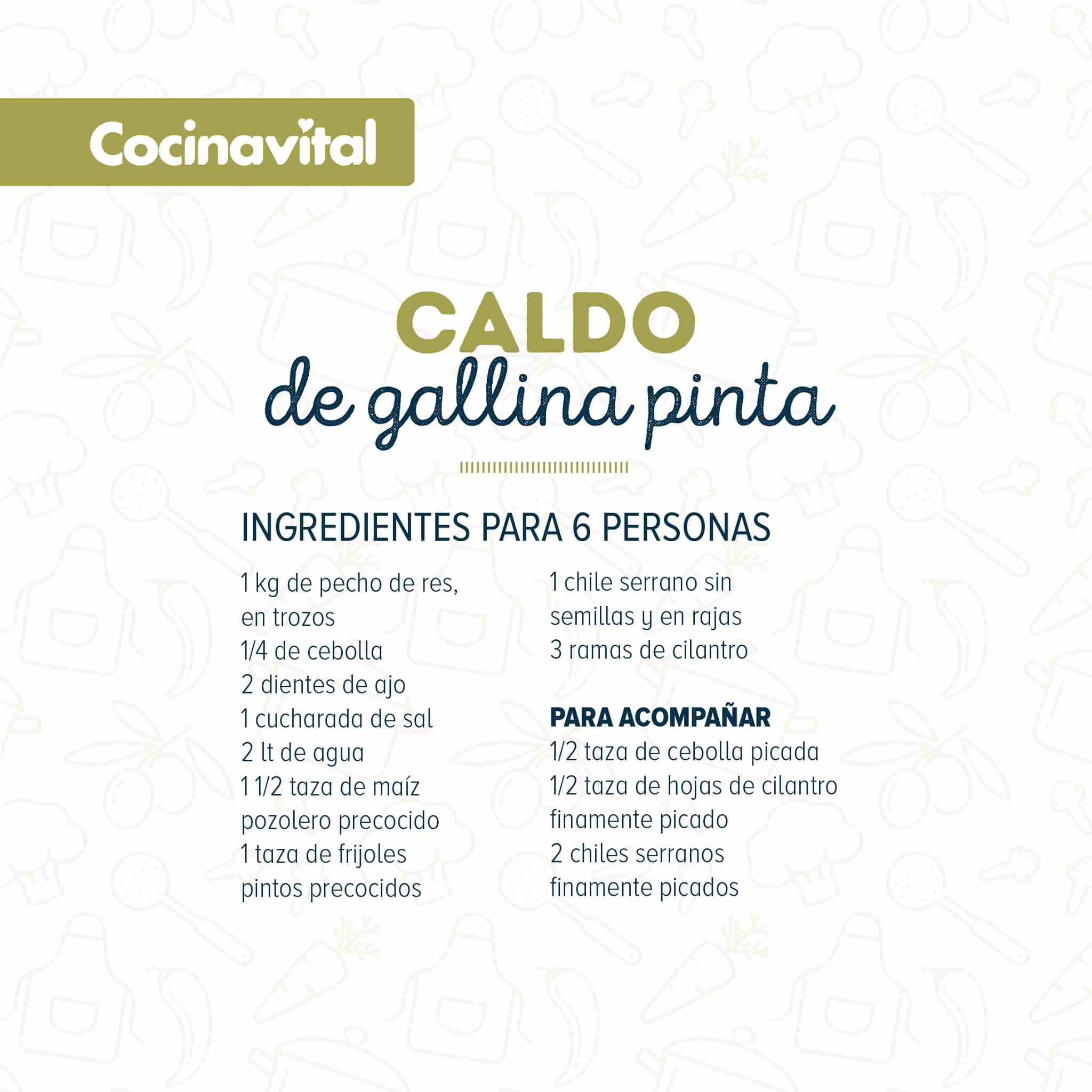 Ingredientes Caldo de gallina pinta