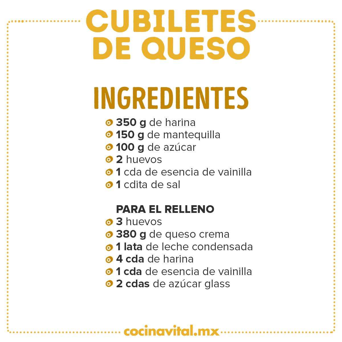 Ingredientes Cubiletes de queso