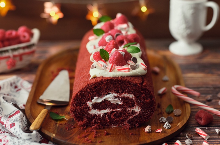 tronco navideño de red velvet