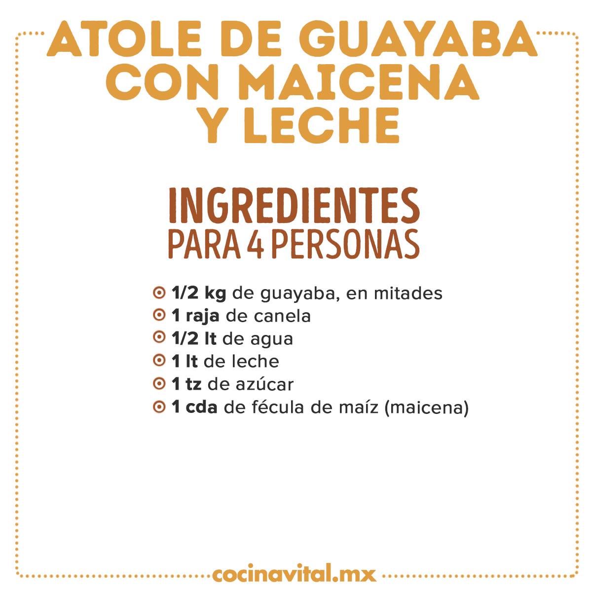 Ingredientes Atole de guayaba