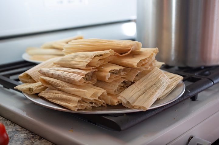 tamales en sartén