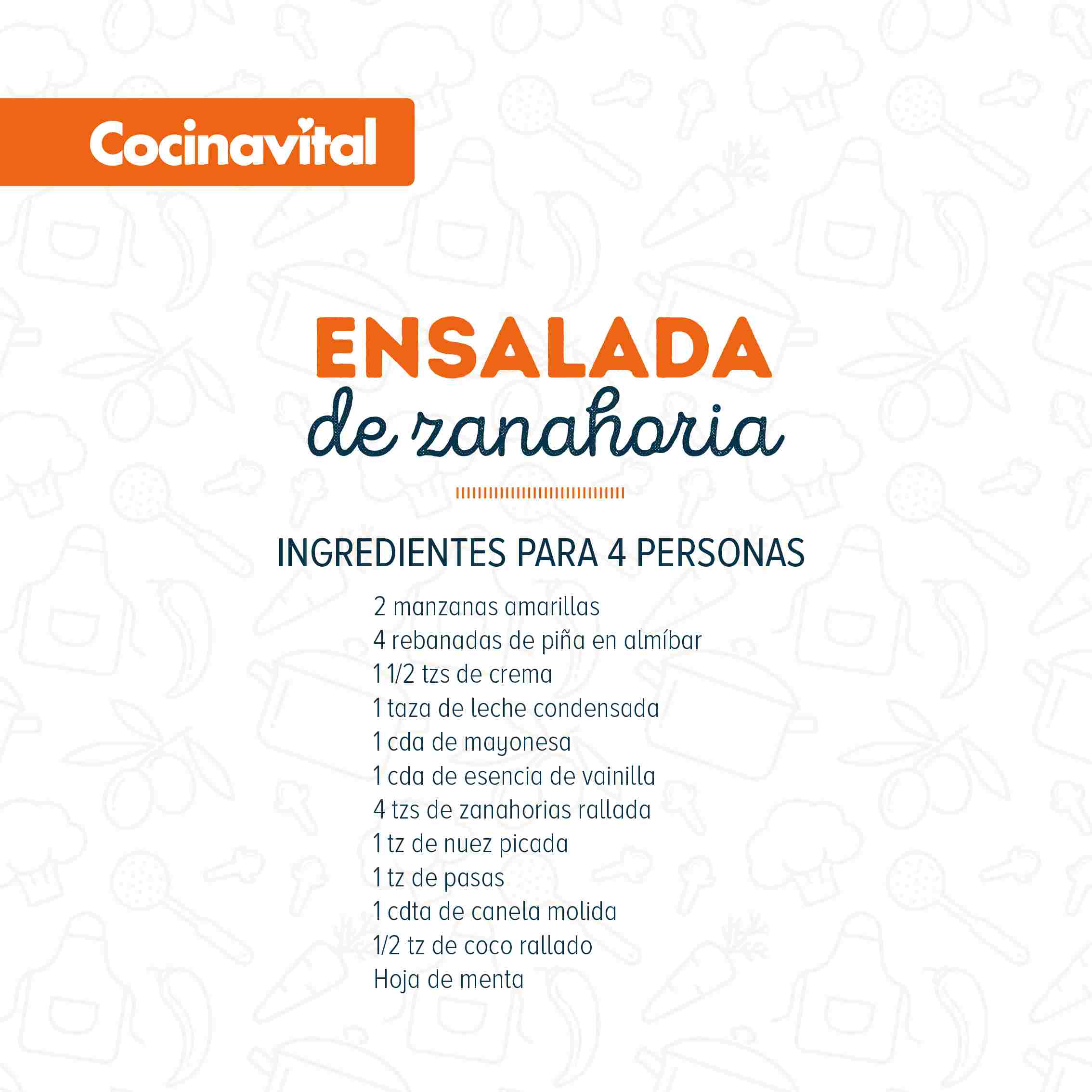 Ingredientes Ensalada de zanahoría