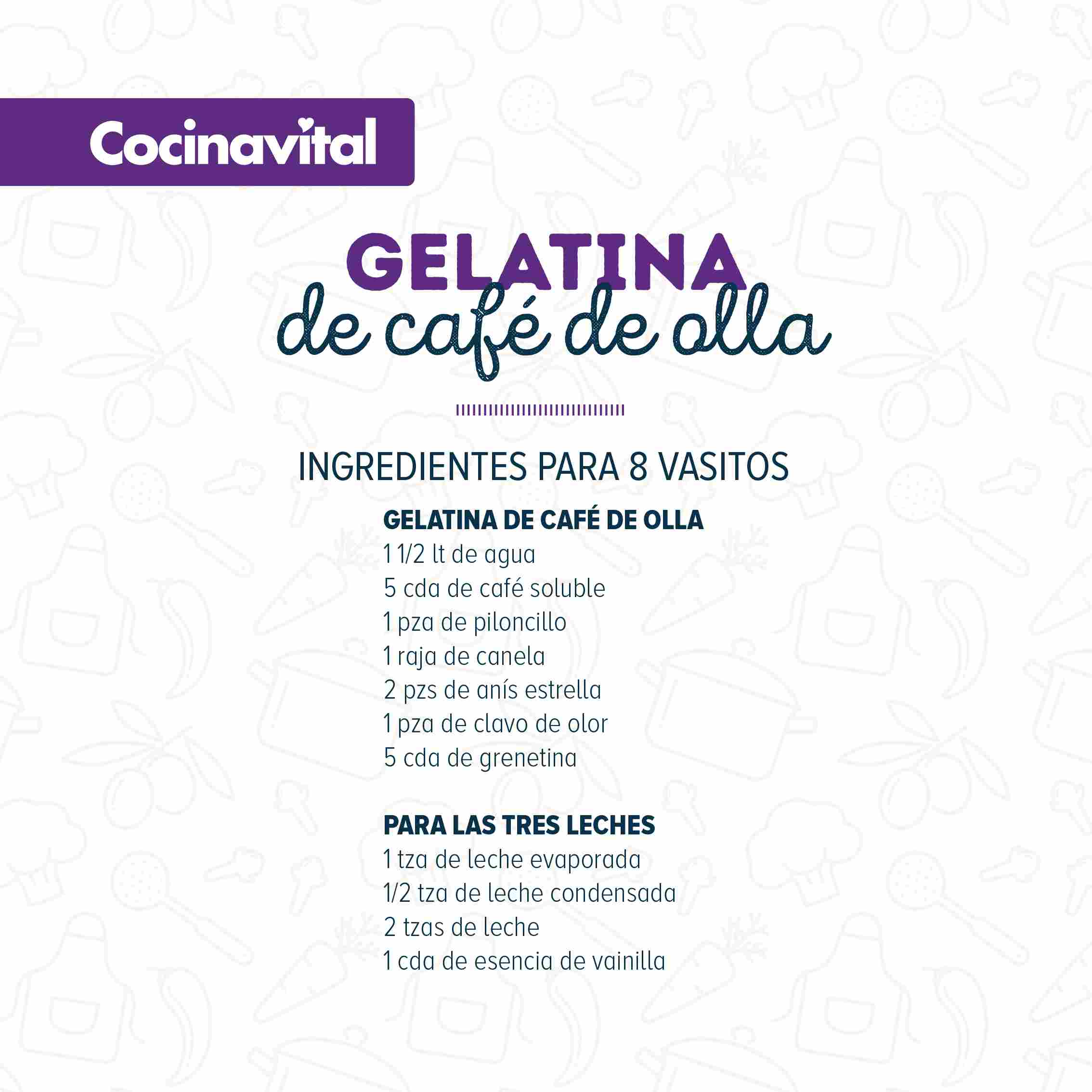 Ingredientes Gelatina de café