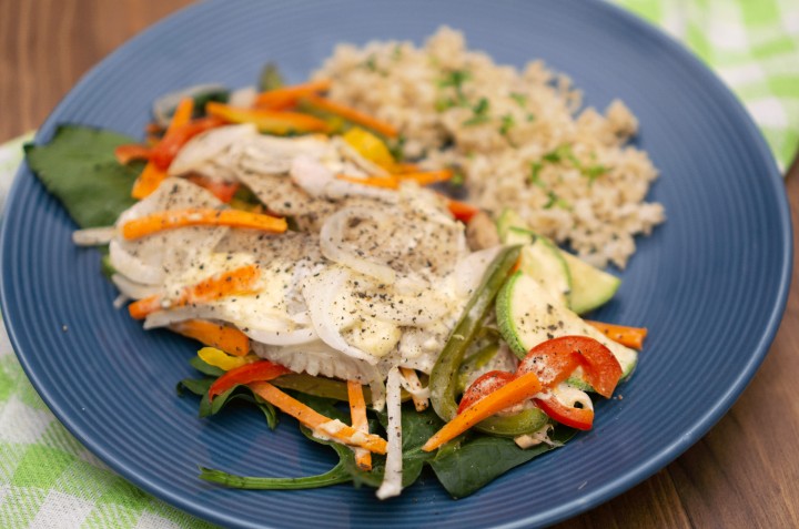 pescado empapelado con verduras