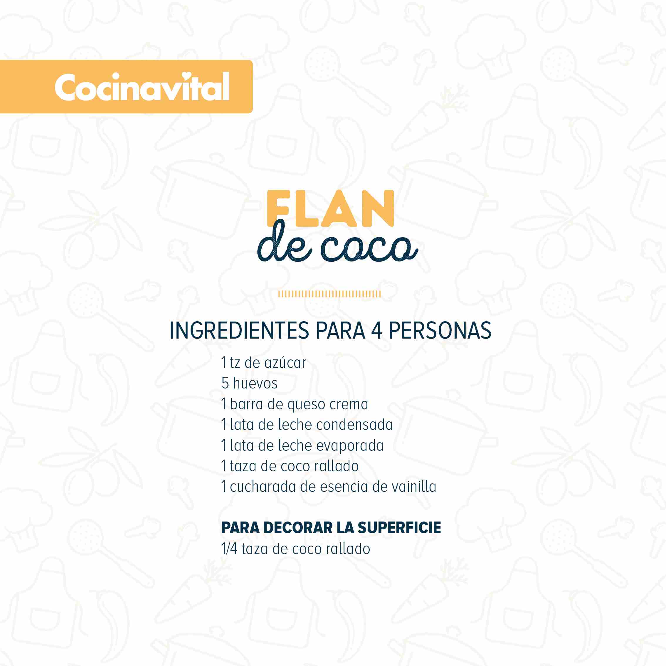 Ingredientes Flan de coco