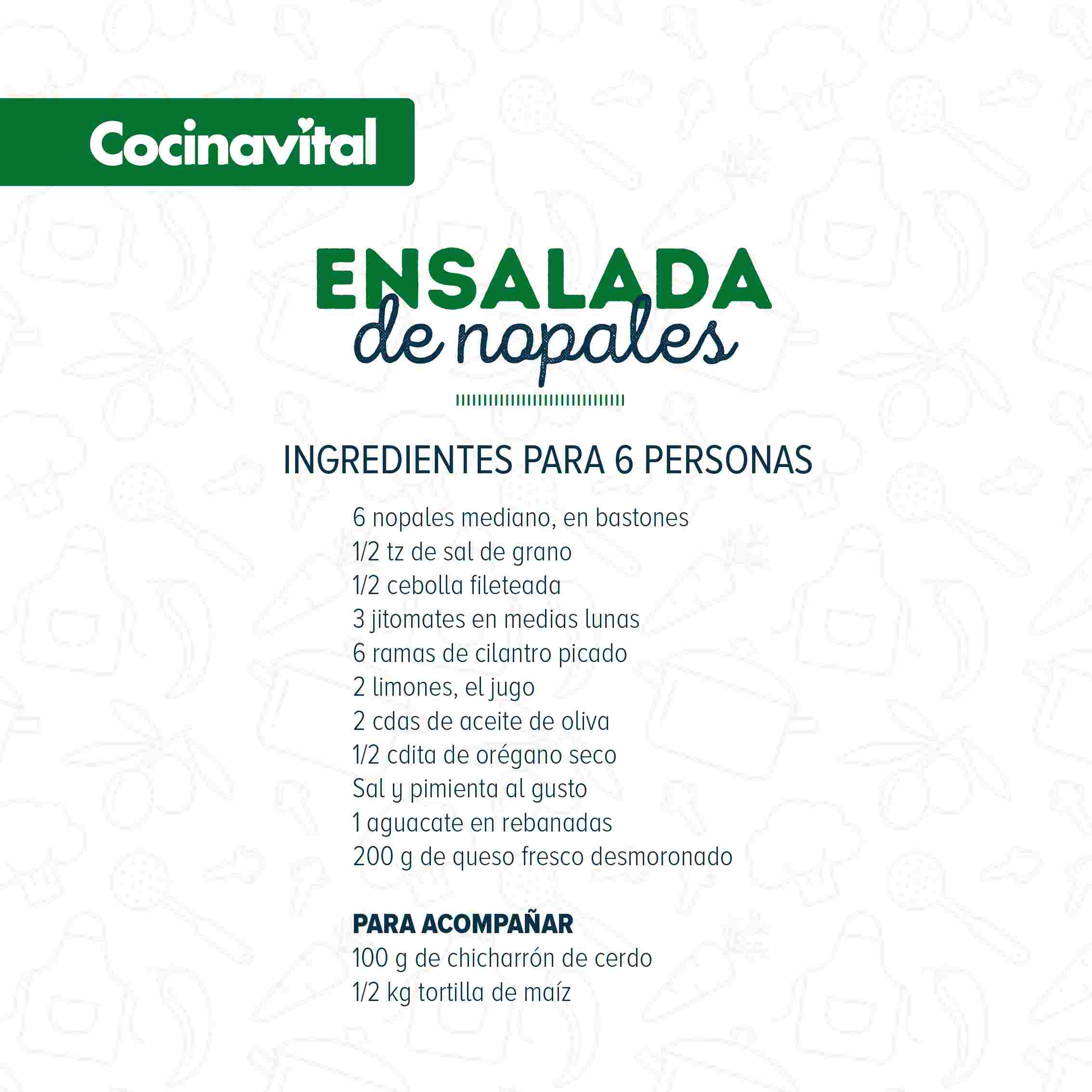 Ingredientes Ensalada de nopales