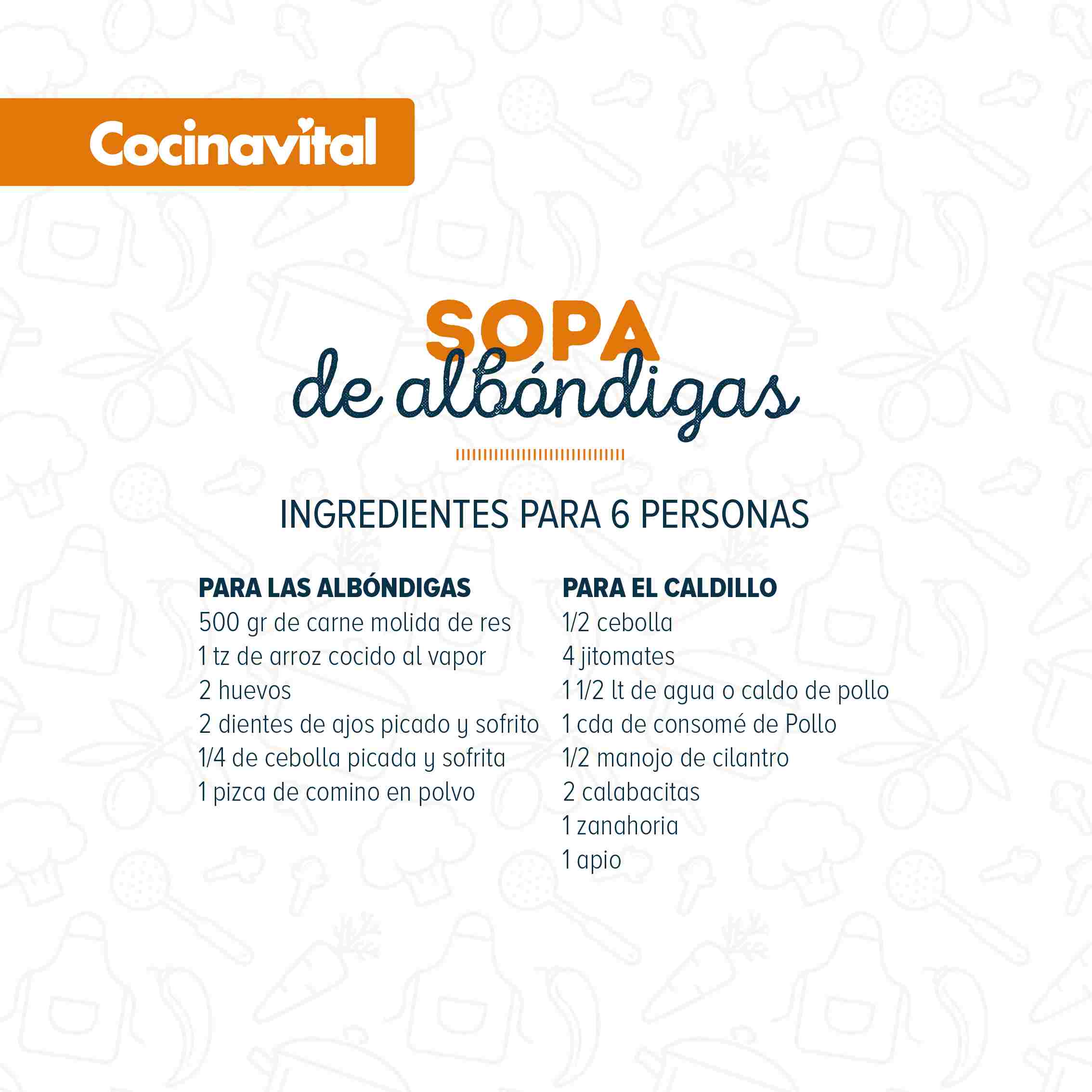 Ingredientes Sopa de albóndigas