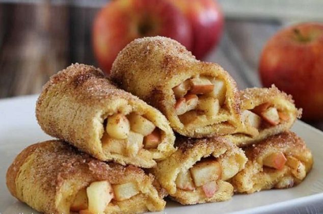Rollitos de manzana y canela con pan de caja