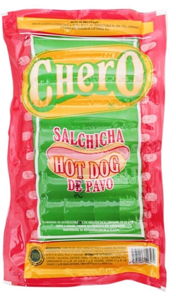 Chero, salchicha hot dog de pavo