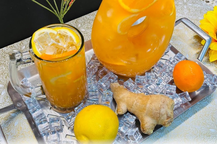 agua de naranja con jengibre