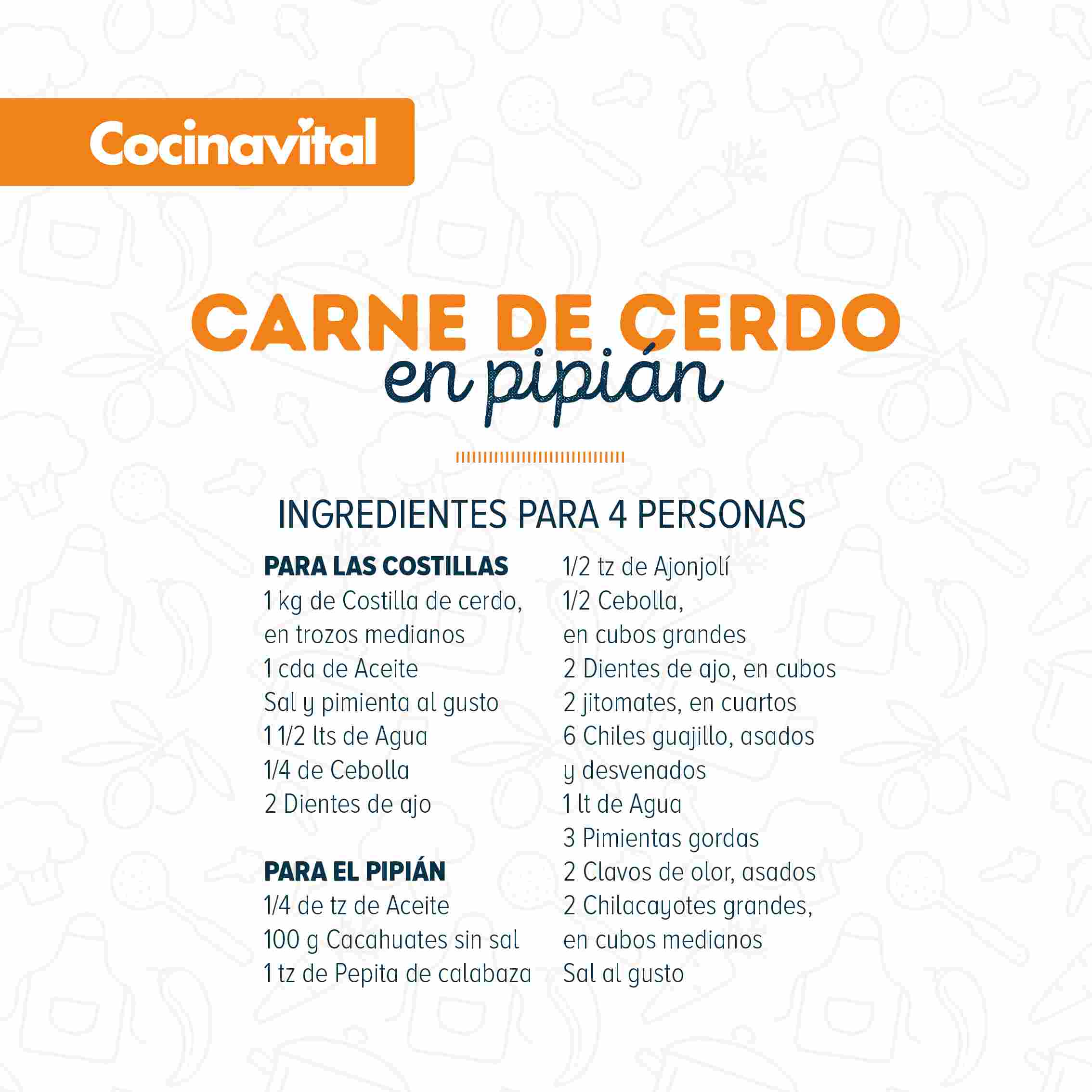 Ingredientes Carne de cerdo en pipián