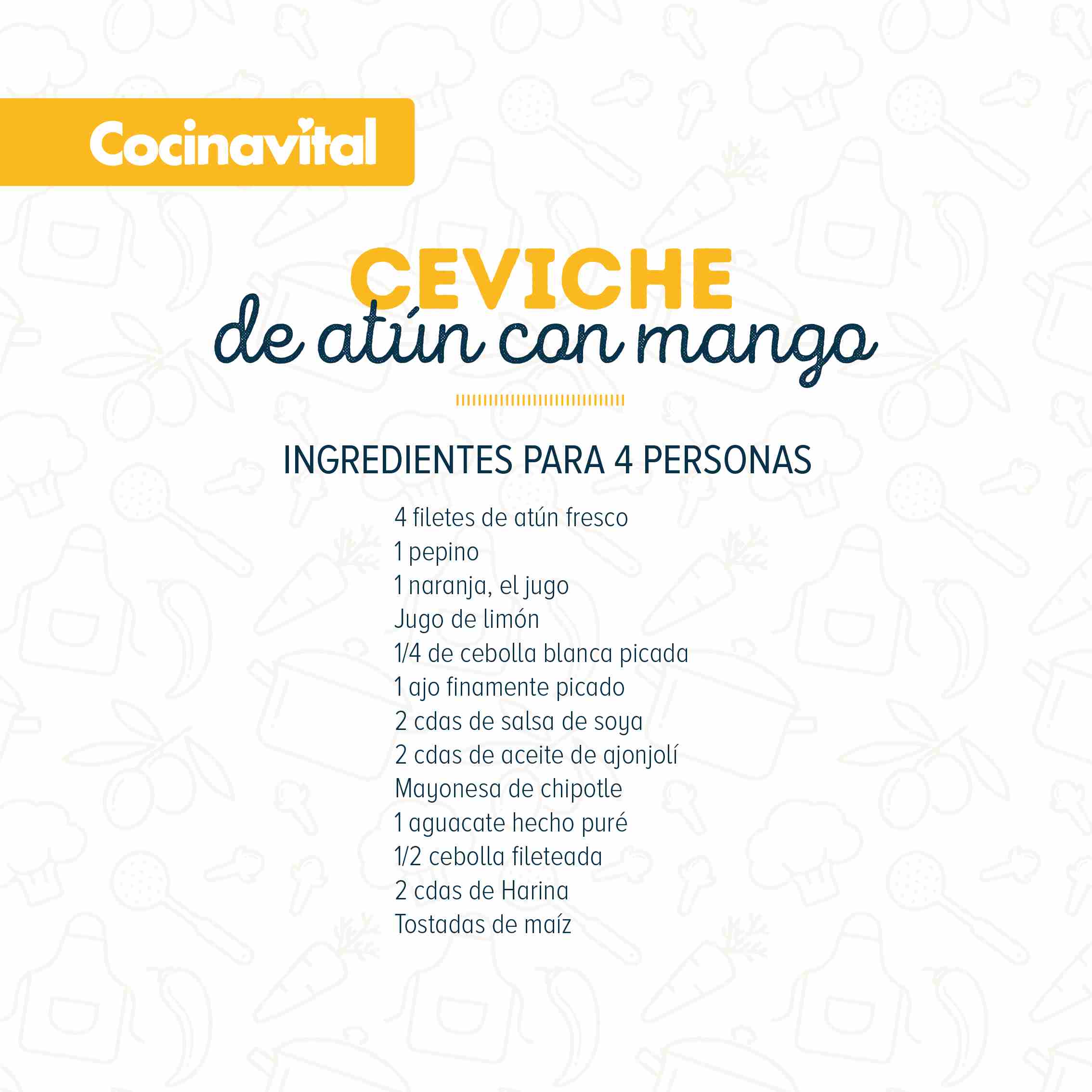 Ingredientes Ceviche de atún con mango