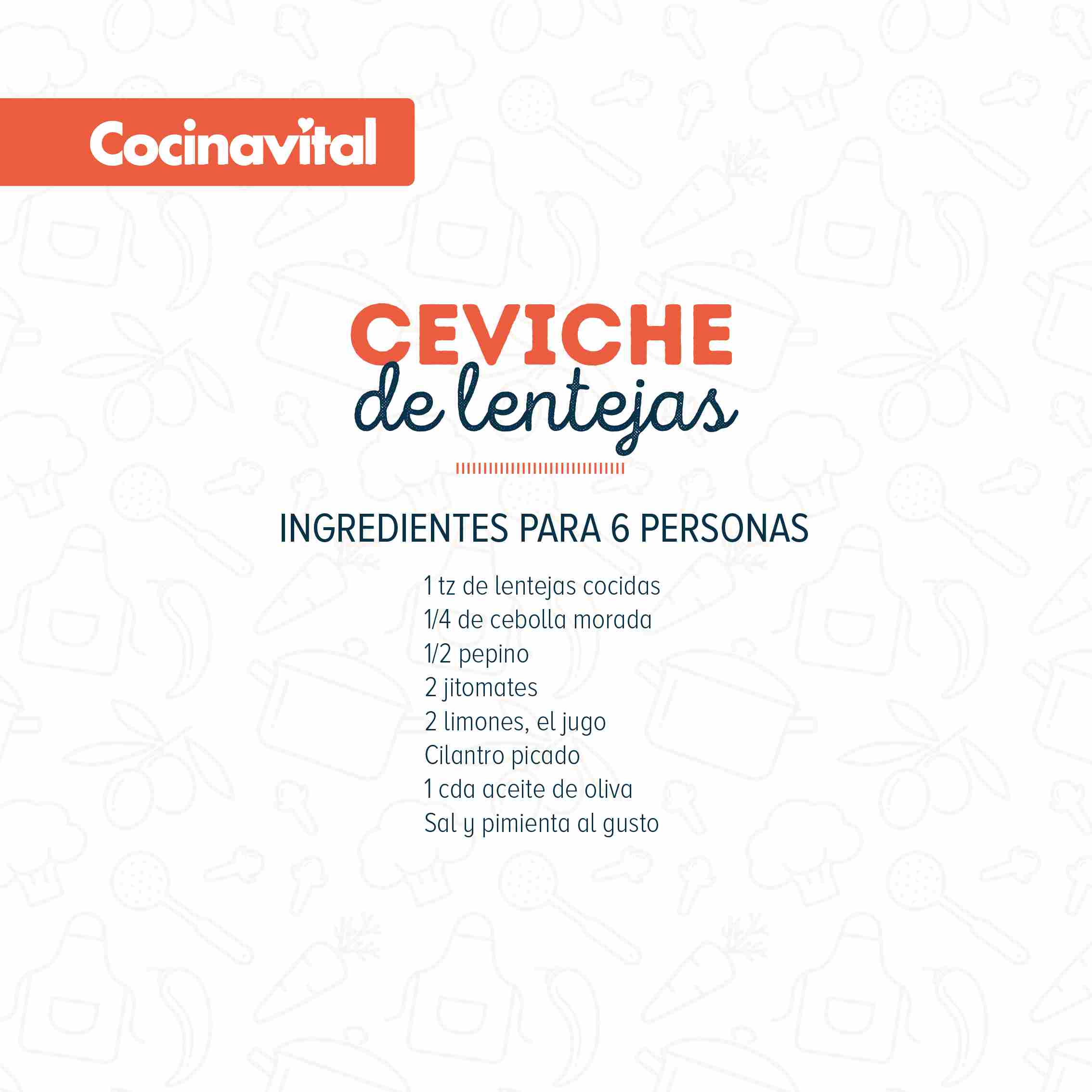 Ingredientes Ceviche de lentejas
