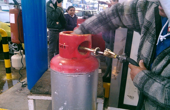 cantidad de gas en el tanque de gas 