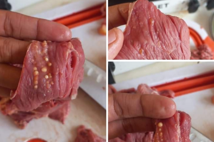 carne con bolitas blancas
