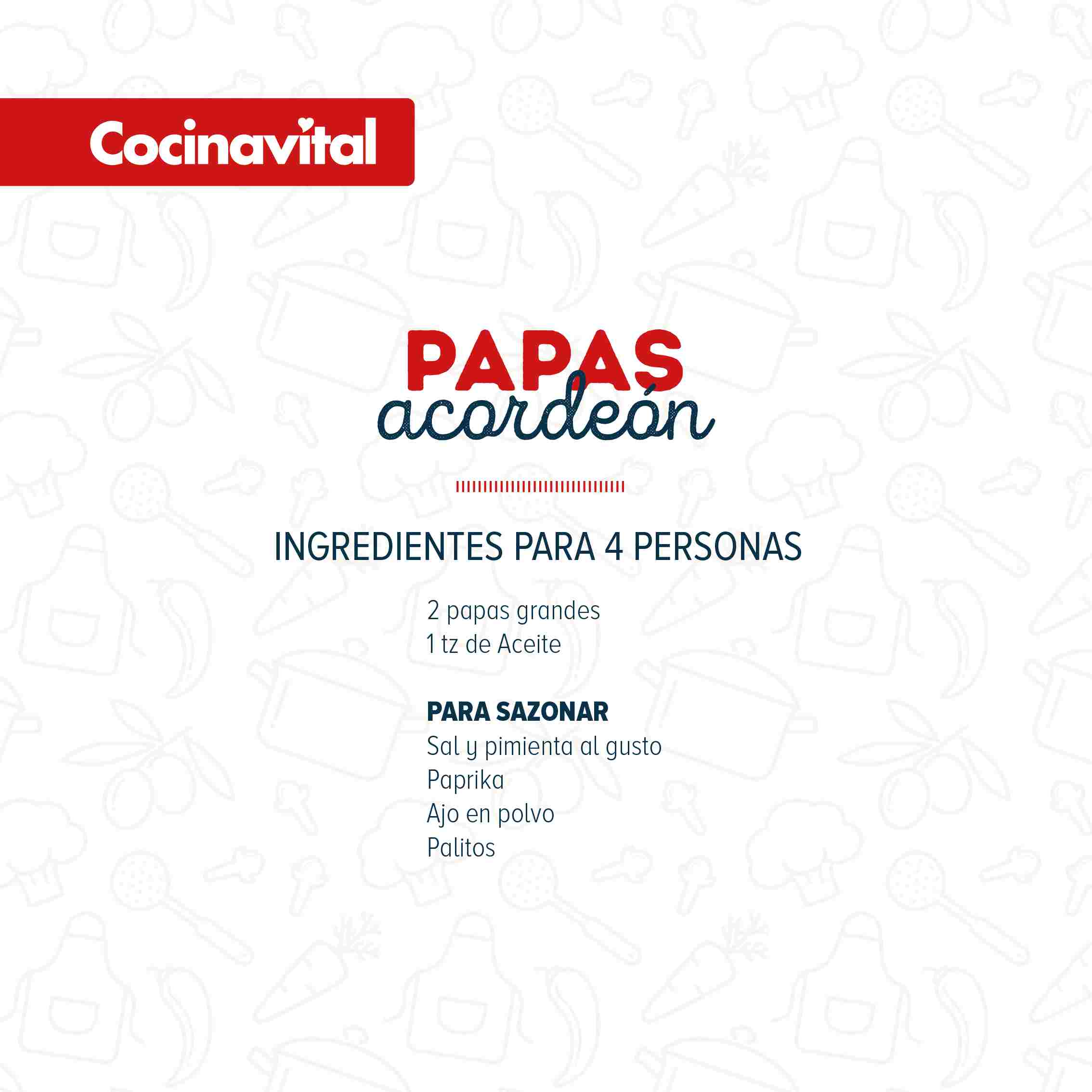 Ingredientes Papas acordeón