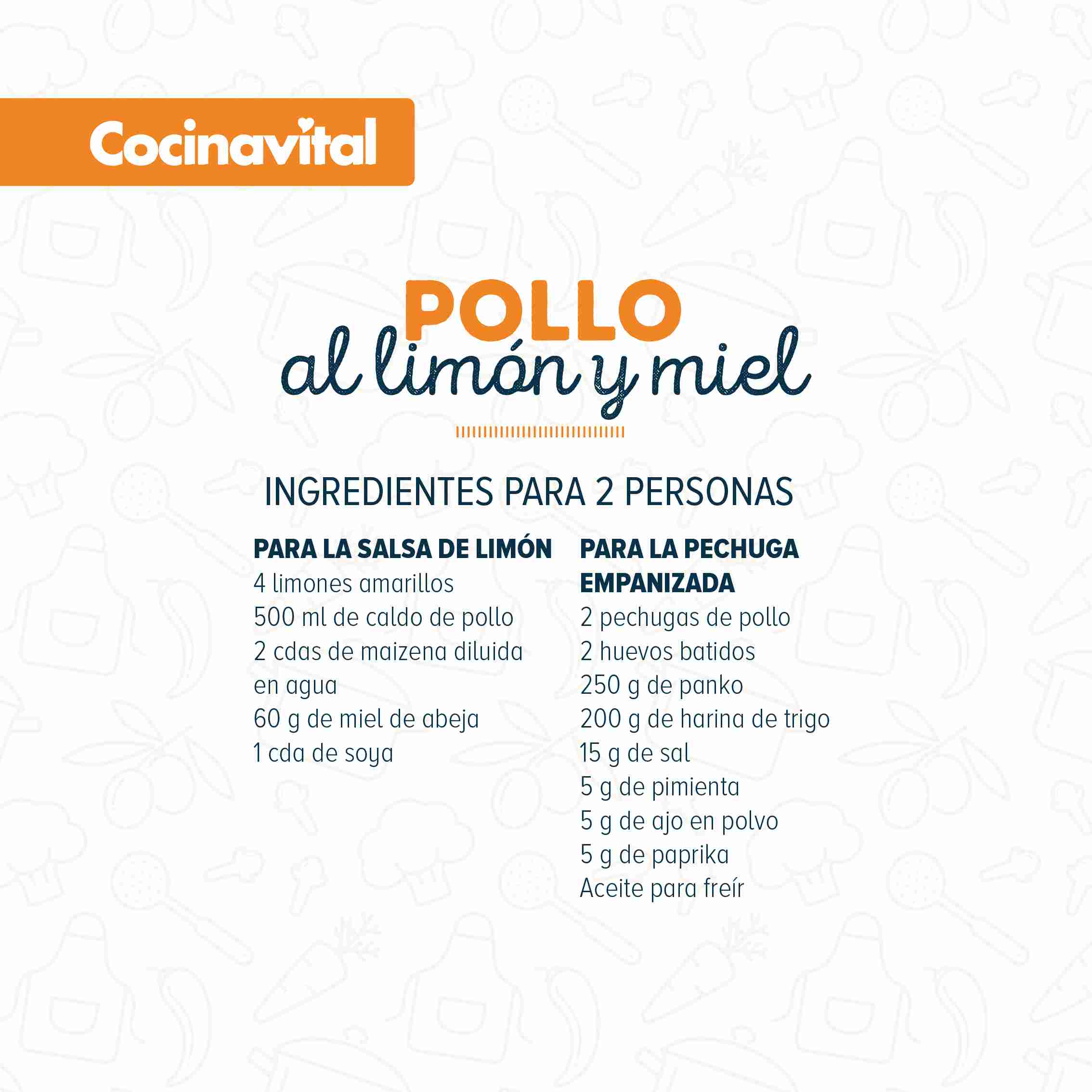 Ingredientes Pollo al limón y miel