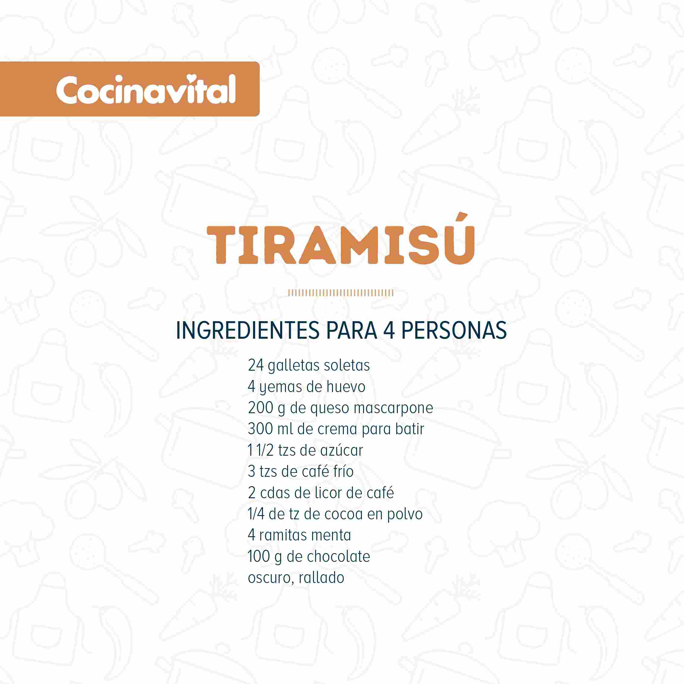 Ingredientes Tiramisú