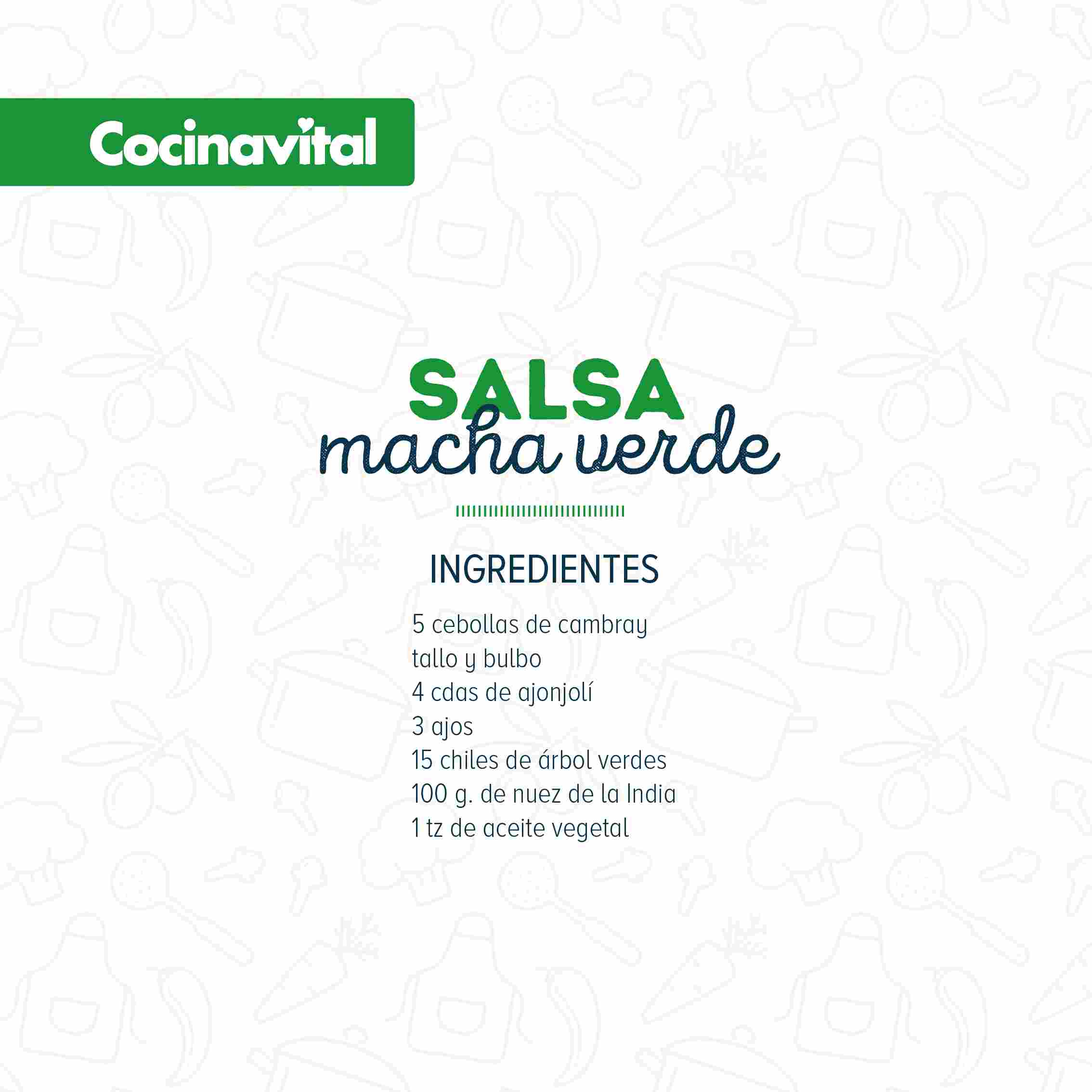 Ingredientes Salsa macha verde