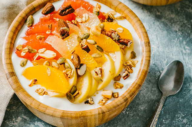 bowl de citricos para desayuno para diabeticos