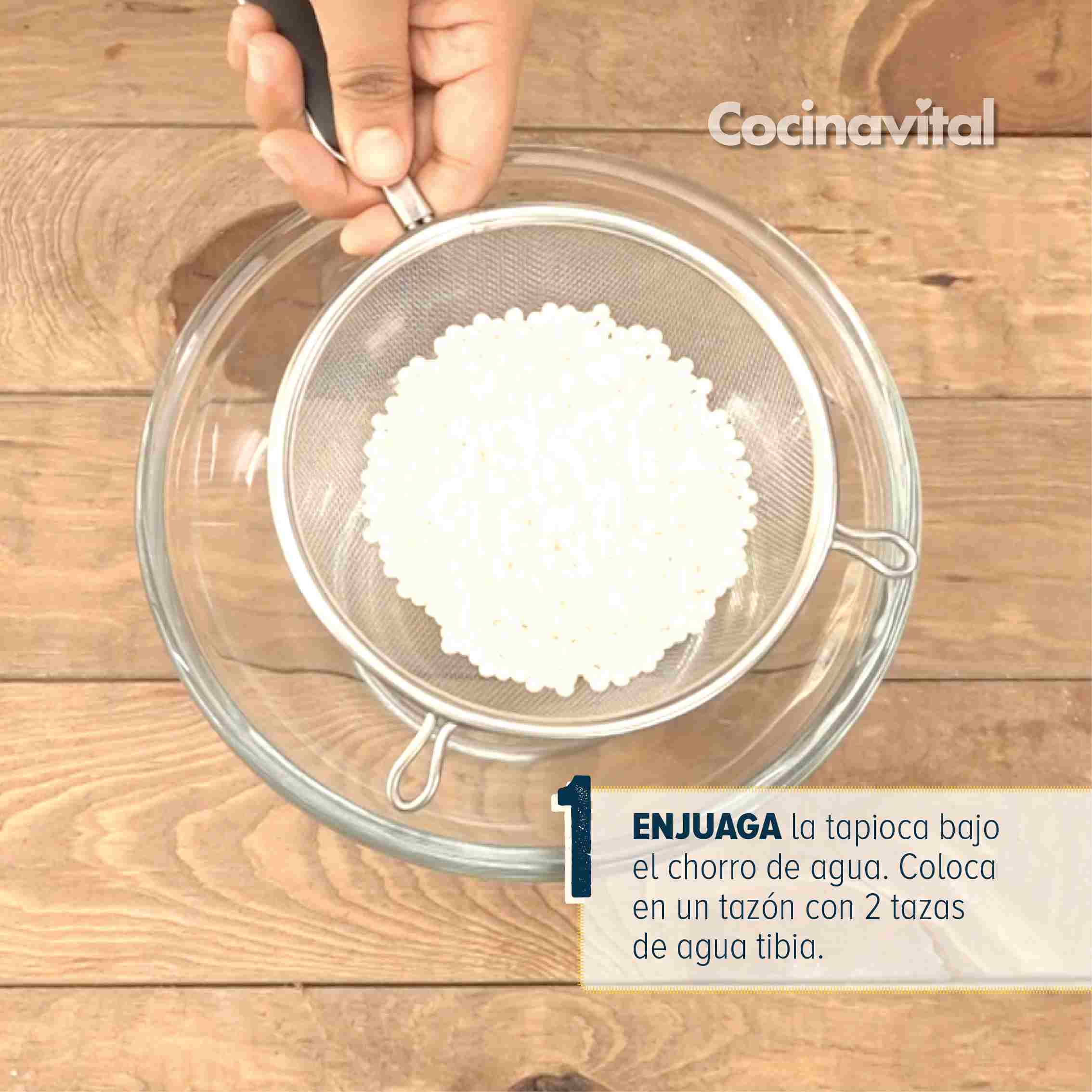 Enjuaga la tapioca
