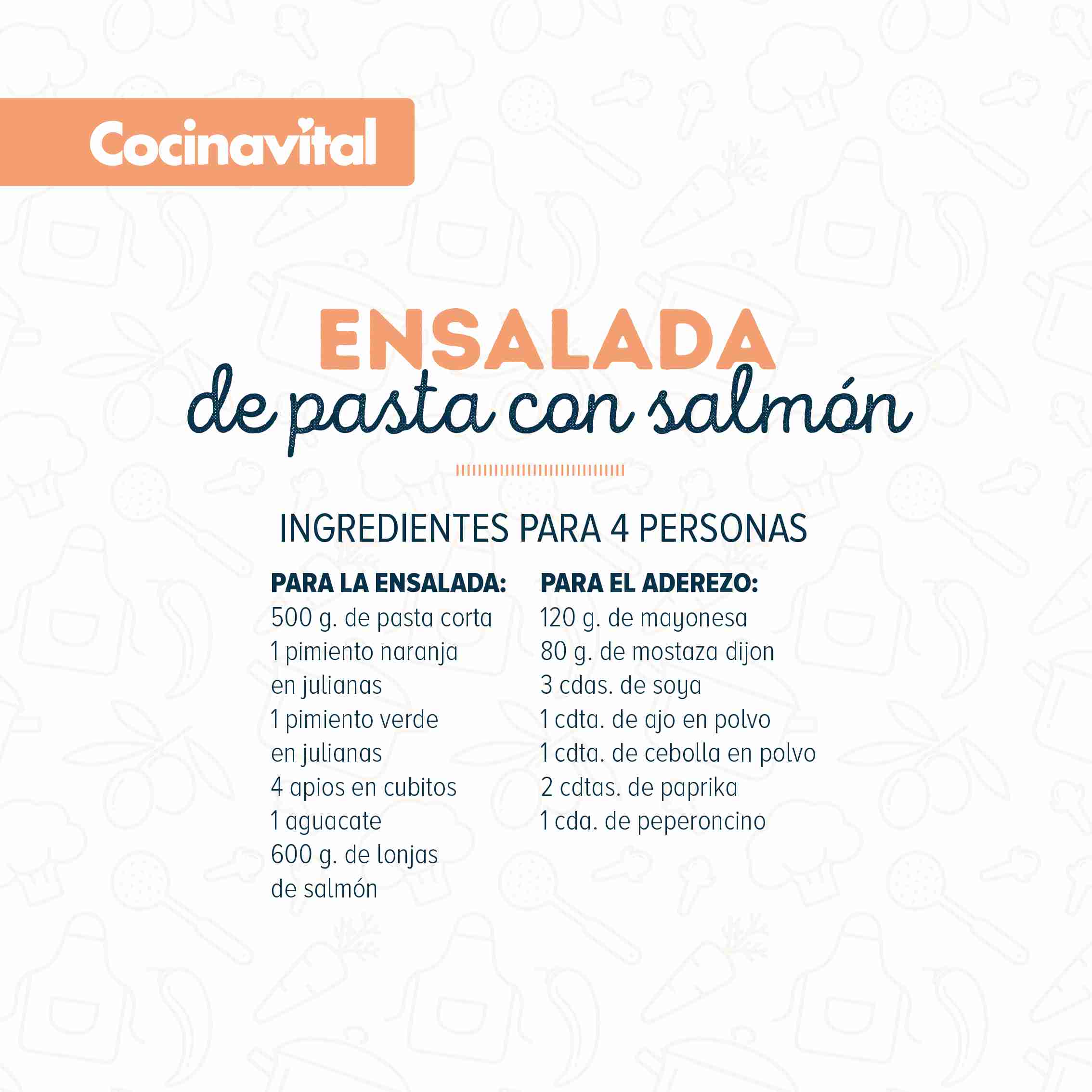 Ingredientes Ensalada de pasta con salmón