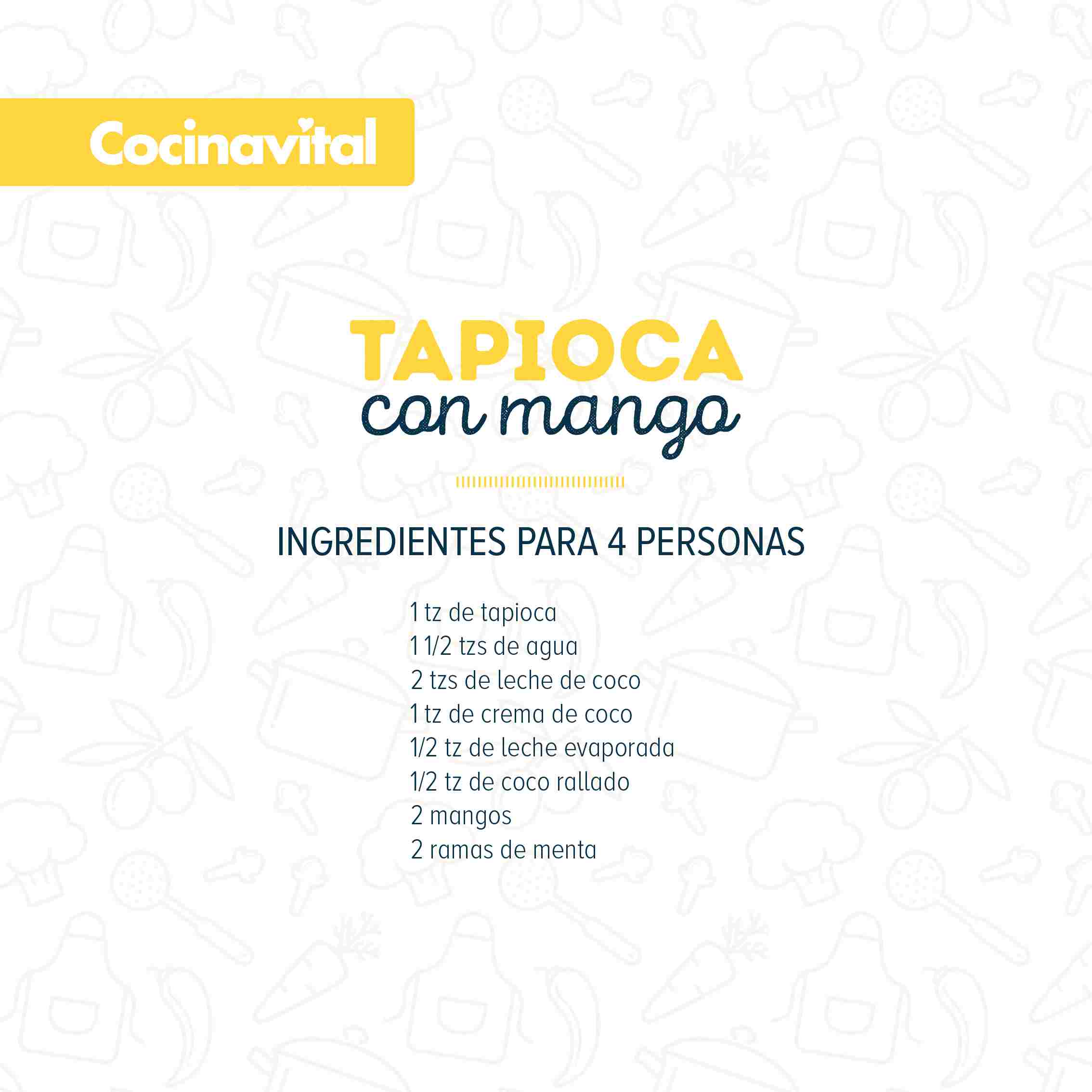 Ingredientes Tapioca con mango