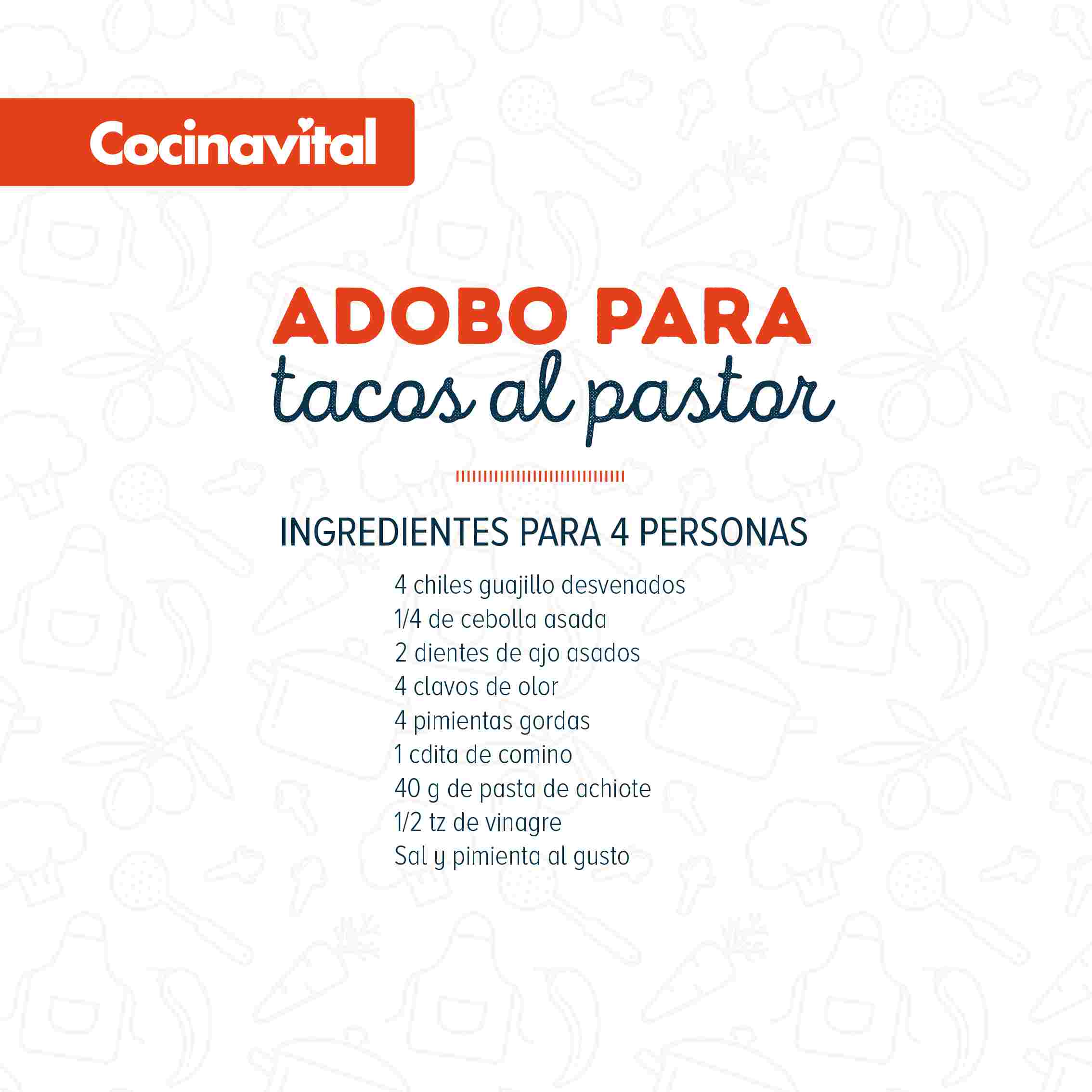 Ingredientes para tacos al pastor