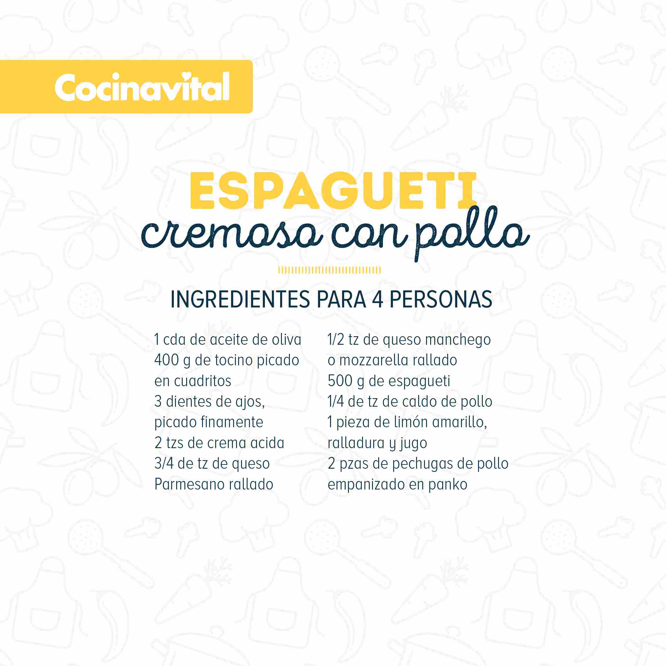 Ingredientes Espagueti cremoso