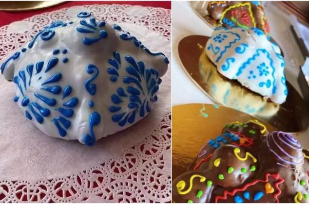 ¡Una artesanía! Panadería crea pan de muerto decorado como talavera