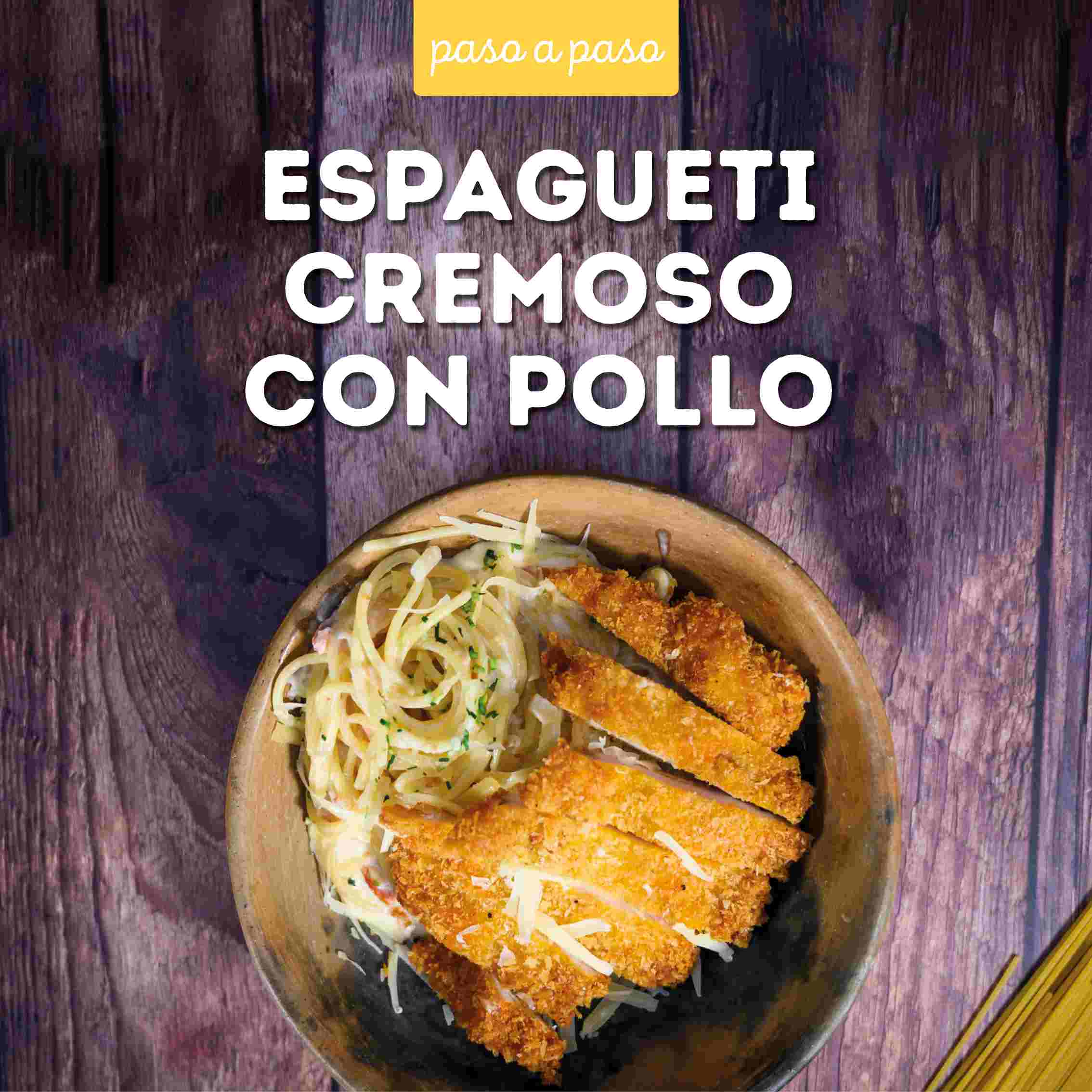 Receta Espagueti cremoso con pollo