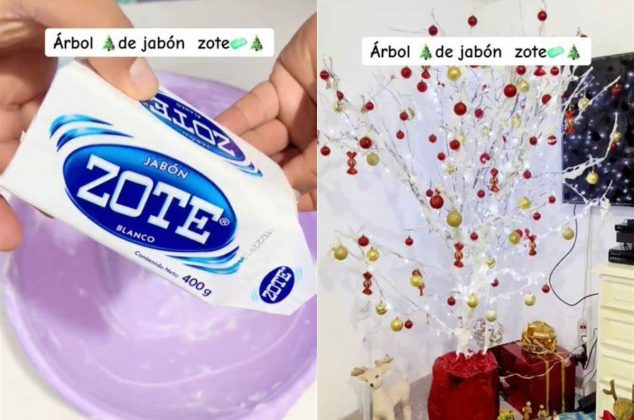 Cómo hacer árbol navideño con jabón zote y el resultado es perfecto