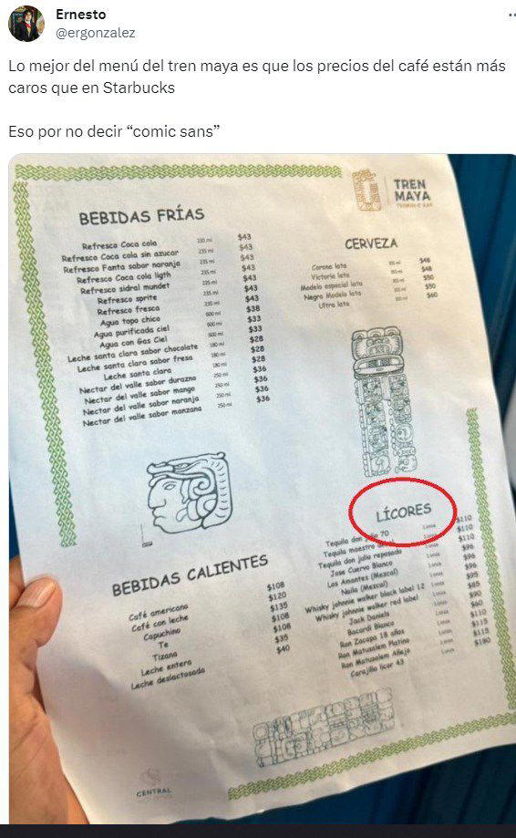 errores de ortografía menu tren maya