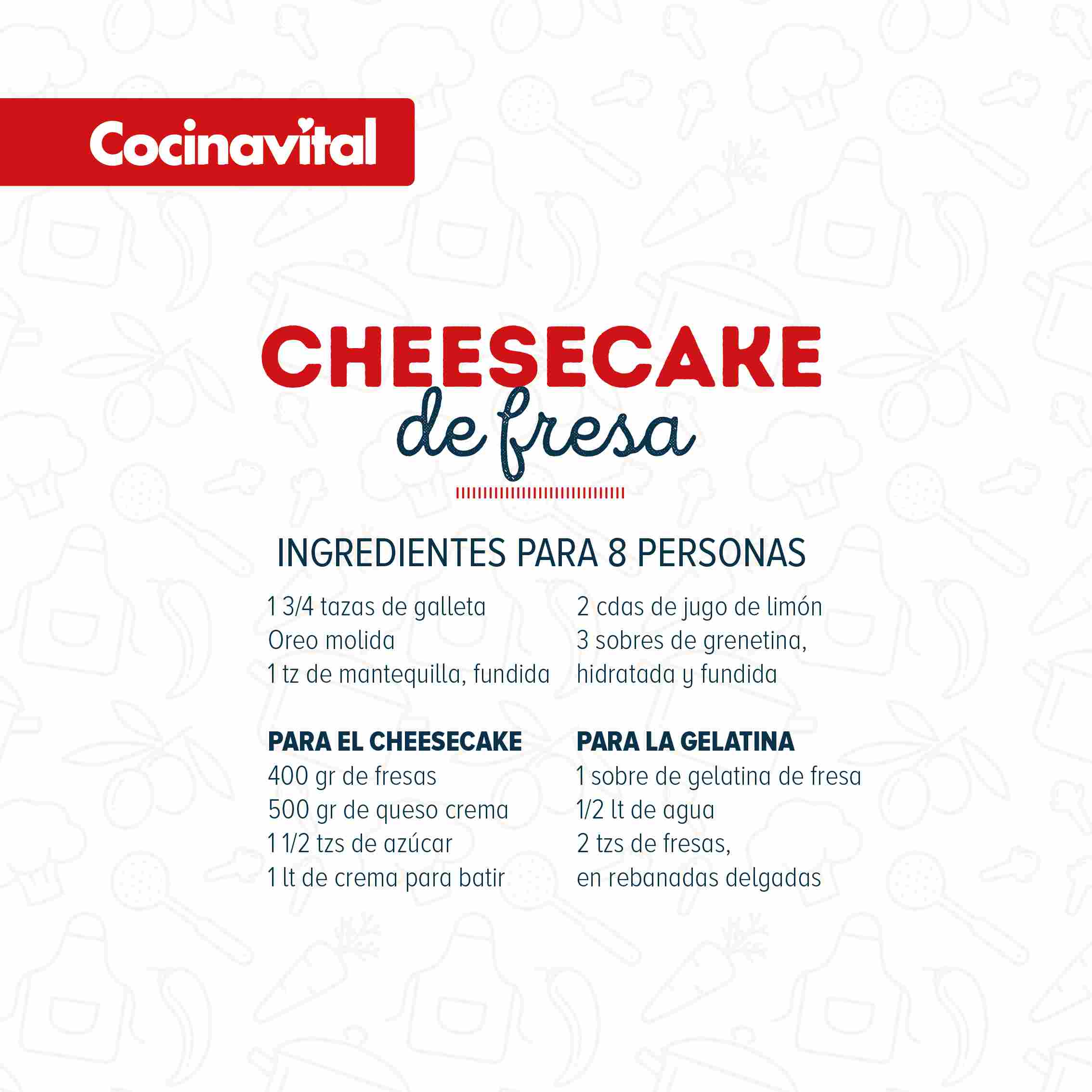 Ingredientes Cheesecake de fresa