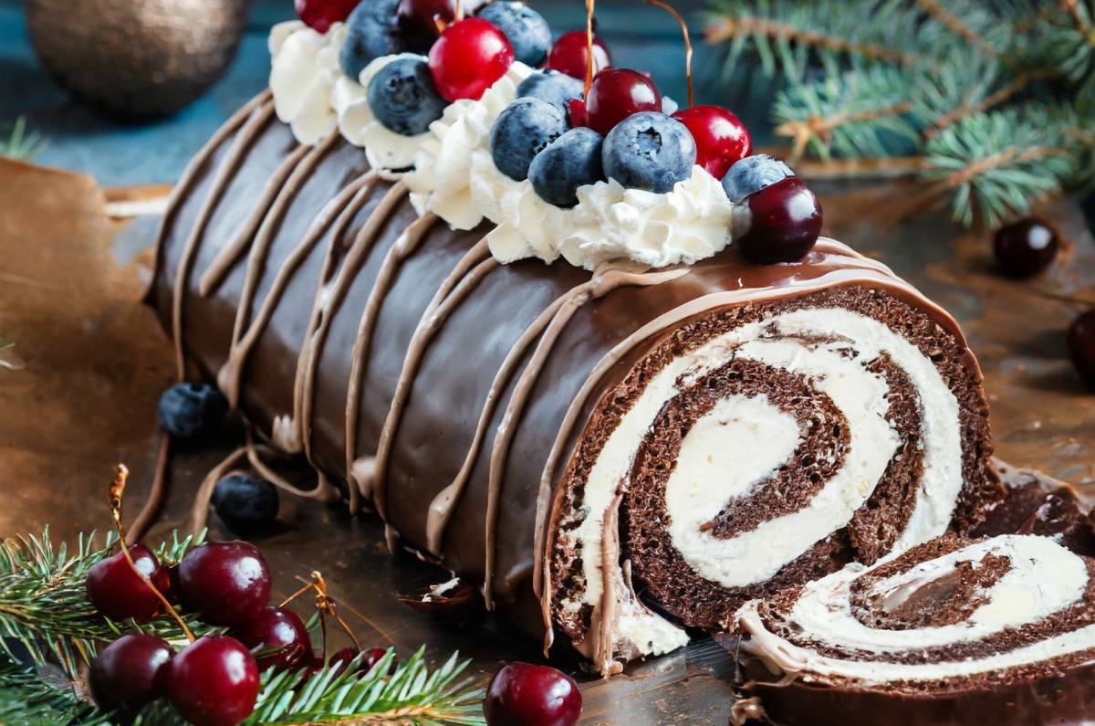 rollo navideño de chocolate