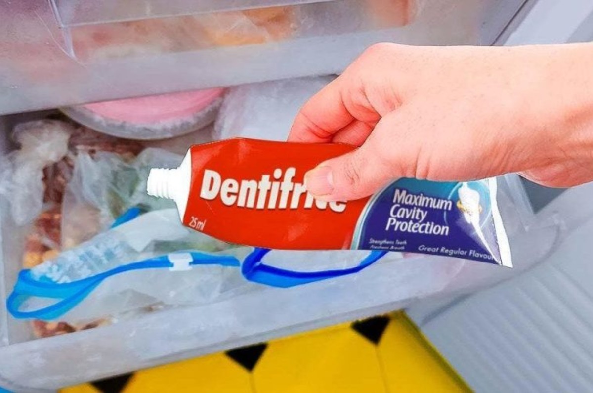 pasta de dientes en el refrigerador
