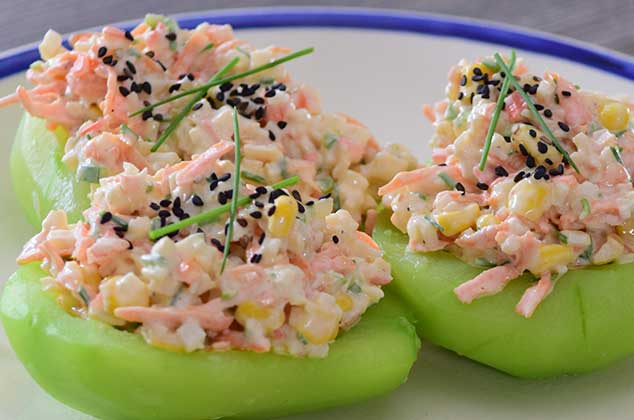 chayote relleno de surimi 